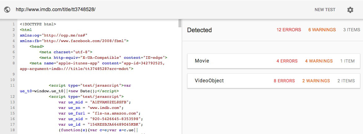 Example Google Structured Data Tool